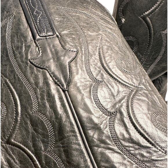 Lucchese Vtg 90s Mens Ranch Hand Western Boots 8.5 D Anthracite Gray Leather USA - Picture 7 of 16